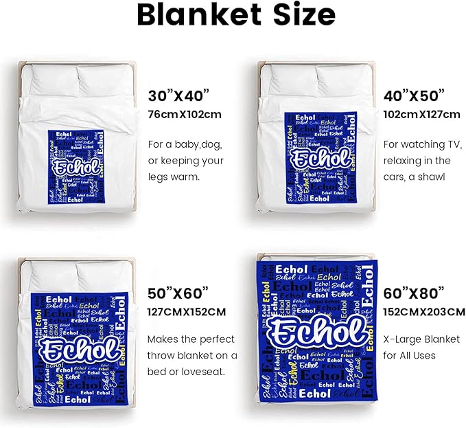Custom Blanket with Name Personalized Blankets for Kids Adult Boys Girls Flannel Monogrammed Customized Blankets Throw (30''x40'')