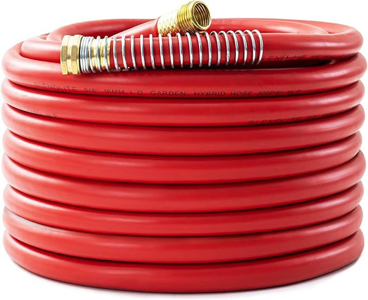 5/8" Garden Hose 75ft, -40℉ To 190℉ Hot/Cold, Heavy Duty,Flexible, 300psi Working, 1000psi Burst, 3/4" Brass Fittings with Hose Protector Coil Spring for Outdoor,Yard, Farm