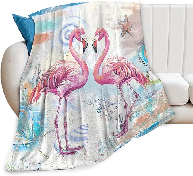 Flamingo Blanket Gifts for Girls Boys Beach Throw Cozy Plush Fleece Flannel Lightweight Fuzzy Party Blankets for Women Men 80"X60"