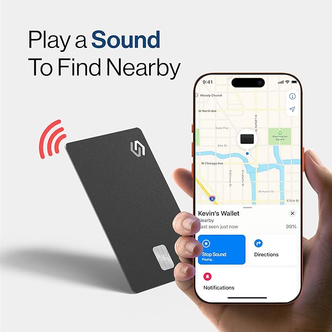 Wallet Tracker Card - Apple MFI Certified & Works with Apple Find My Tracking Card for Wallet Tag Rechargeable IP68 Waterproof 0.07in Slim Item Finder (Black PRO (Pack of 4))