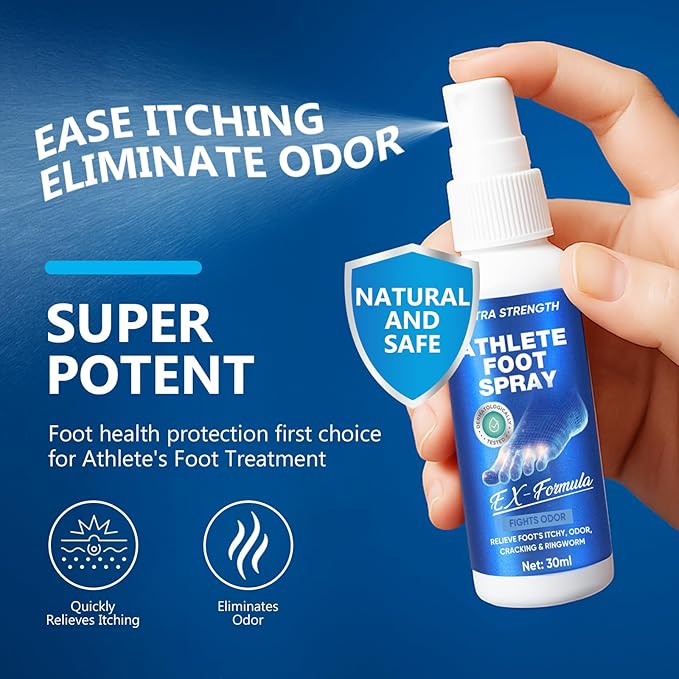 Athletes Foot Spray-Athletes Foot Treatment for Itchy, Sweaty & Uncomfortable Skin, Gently Soothes Feet, Toes & Groin Area | Deodorizing, 1.01 Fl.Oz