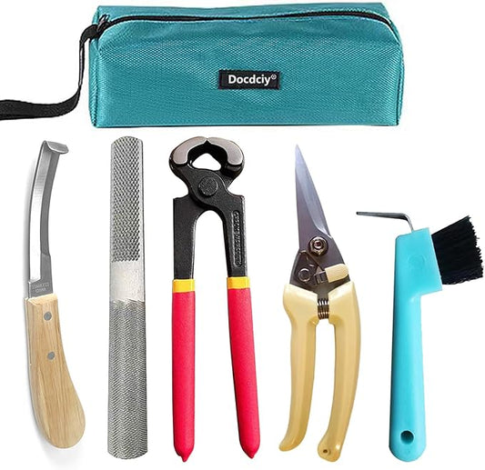 Farrier Tools,8 inch Farrier Tool Kits （6 Piece） Goat Hoof Trimmers Mini Rasp Hoof File Goat Pig Equine Metal Shears Professional Farriers Hoof Nipper Cutter Handle Knife Goat Supplies
