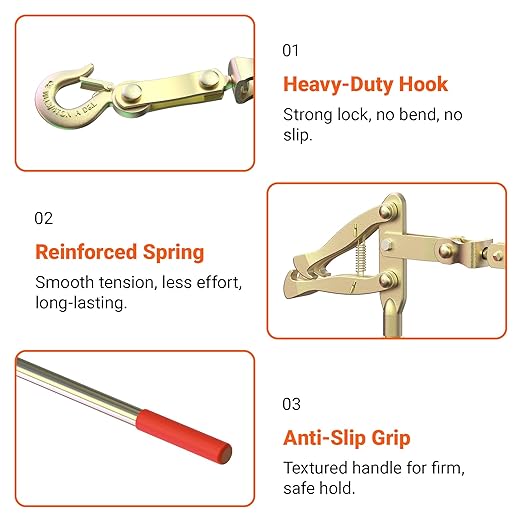 GARVIN Chain Link Fence Stretcher - Fence Stretcher Tool with 19.7FT Chain Capacity 2200 lbs for Farm/Ranch/Cattle/Agricultural Fencing (2 PC)