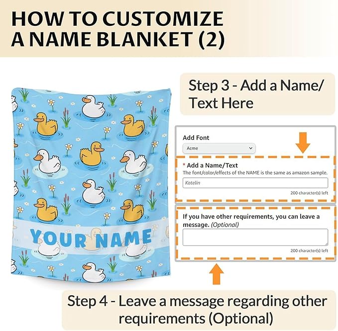 Personalized Duck Throw Blanket - Soft, Fuzzy & Warm - 40x50 Inches Small Blanket for Couch, Sofa - Blue Cute Throw Gift for Girls, Boys