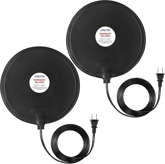 Dreyoo 2 Pack Bird Bath De Icer, 60w Submergible De Icer, Thermostatic Controlled Winter Water Heater Deicer for Bird, Chicken, Duck, Farm Trough, Design Patent Product
