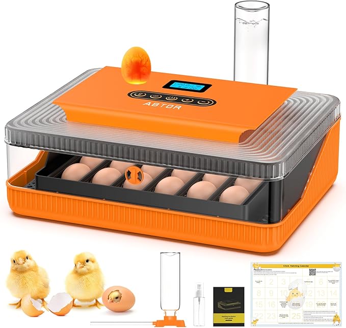 25 Egg Incubator Digital Poultry Hatcher Machine with Automatic Egg Turning, incubators for Hatching Eggs, Temperature & Humidity Control, LED Screen, General Purpose Incubator(Transparent)