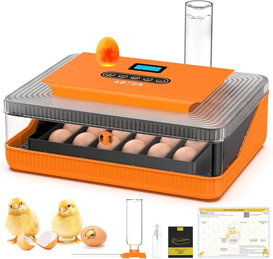 25 Egg Incubator Digital Poultry Hatcher Machine with Automatic Egg Turning, incubators for Hatching Eggs, Temperature & Humidity Control, LED Screen, General Purpose Incubator(Transparent)