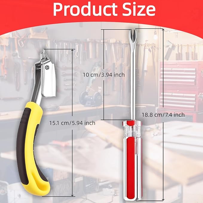 4 Pcs Staple & Nail Puller Tool Kit – Upholstery Staple Remover, Tack Lifter, Nail Puller Pliers & Fastener Remover for Furniture, Floor, Wall, Wood, Car, Photo Frame