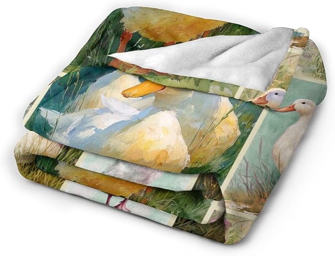 Dynova Duck Blanket Cozy Plush Funny Ducks Throw Blankets Fuzzy Flannel Fleece Animal Decor Gifts for Girls Boys Women Men 80"X60"