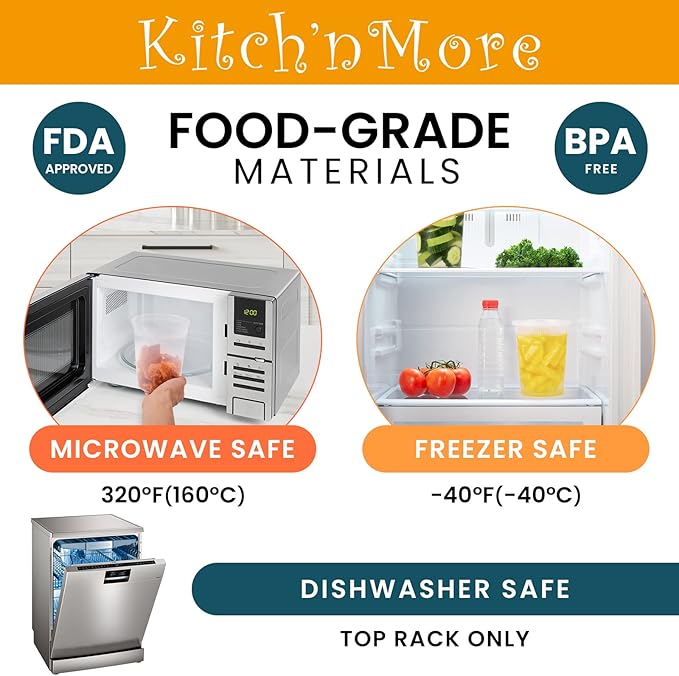 32oz Plastic Deli Food Storage Soup Containers with Airtight Lids, Extra-Thick, Slime, Soup, Leakproof,Stackable,Microwave/Freezer/Dishwasher Safe, BPA Free (24Pack)