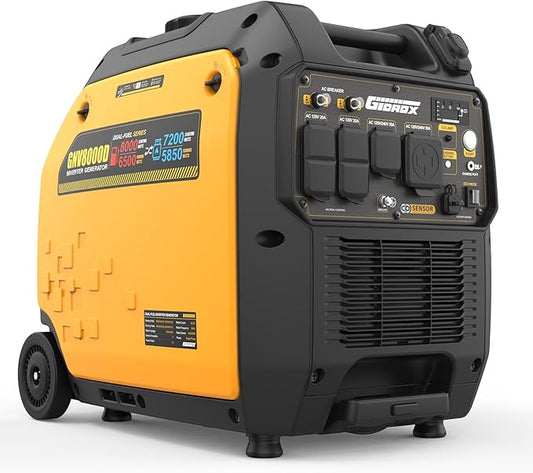 8000W Dual Fuel Inverter Generator, Gas & Propane Powered, RV Ready Remote/Electric Start, Super Quiet, 30A＆50A Ultra Outlet with CO Sensor Portable Generator for RV, Home Backup or Emergency