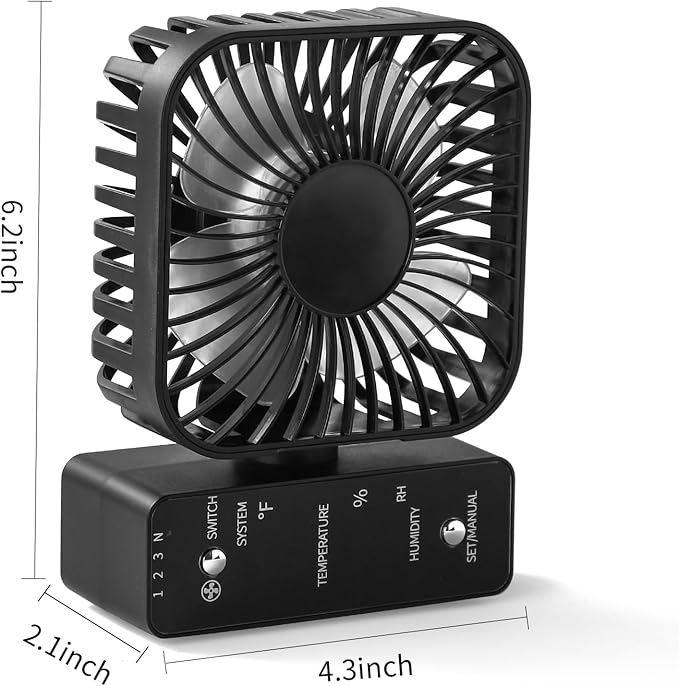 4" Grow Tent Fan with Auto Humidity Control | Quiet Oscillating Ventilation, Real-Time Temp & Humidity Monitoring for Hydroponics, Greenhouses & Indoor Gardens
