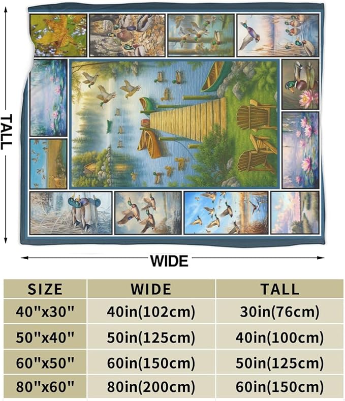 Mallard Duck Fleece Blanket Flying Ducks Throw Blankets for Girls Boys Super Soft Warm Flannel Wild Animal Throws Gifts for Men Women Cozy Fuzzy Plush Stuffed Couch Bed Bedding Decor 80"X60"