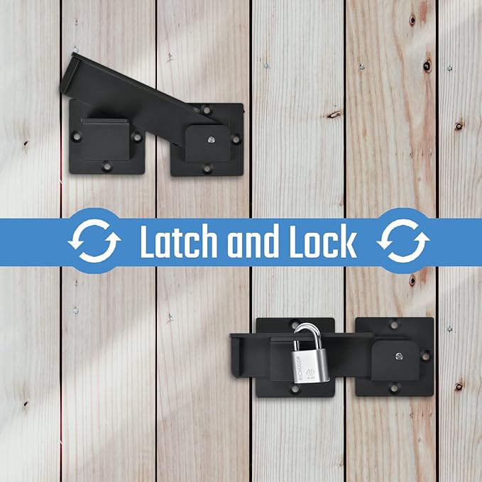 7.5" Flip Gate Latch Lock with Padlock Holes 2Pack, 4mm Heavy Duty Aluminum Alloy Door Latch for Outdoor Wooden Fence, Swing and Sliding Open Gate, Double Gate, Barn Door, Shed, Vinyl Fence