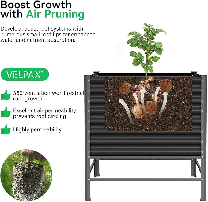 Galvanized Raised Garden Bed with Legs,48×48×37in Large Metal Elevated Raised Planter Box ,Raised Garden Bed,1200lb Capacity with Drainage Holes for Vegetables Lawn Green Flowers, Fruits, Terrace