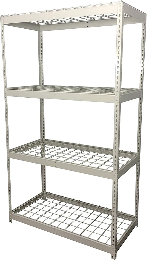 SafeRacks Garage Shelving Unit - All Steel Storage Rack That Holds 300 Pounds Per Shelf - Easy to Assemble, White (24" x 48" x 84")
