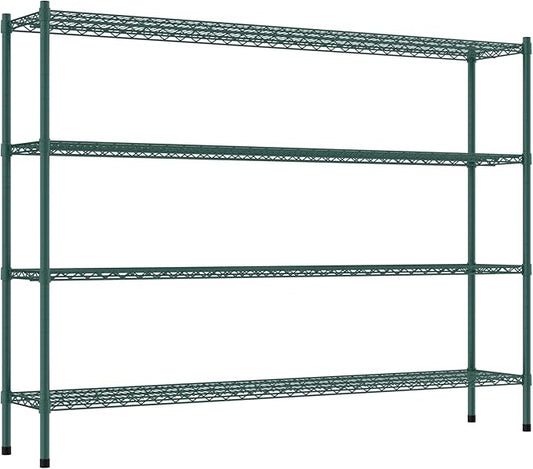 Commercial NSF Listed Green Epoxy Stationary Wire Shelving Kit 14" x 72" x 54", with 4 Shelves Perfect for Warehouse, Walk-in Refrigerator, Freezer, Grocery Store, Restaurant, Dishroom