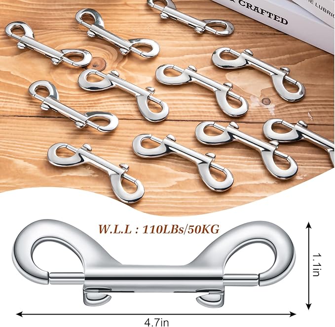 BBTO 12 Pieces Double Ended Bolt Snaps Hook Zinc Alloy Double Trigger Clips Home Pet Accessory for Linking Dog Leash Collar Leash Key Chain Horse Tack Pet Sling Feed Buckets (4.7 Inch)