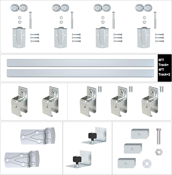 8FT Heavy Duty Galvanized Steel Exterior Sliding Barn Door Hardware Kit, 450 lbs Capacity,Kit for Outdoor,Fit MAX 2 Door Width 48in