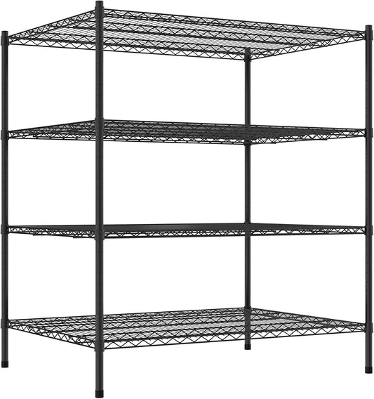 Commercial NSF Listed Black Epoxy Stationary Wire Shelving Kit 36" x 48" x 54", with 4 Shelves Perfect for Warehouse, Walk-in Refrigerator, Freezer, Grocery Store, Restaurant, Dishroom
