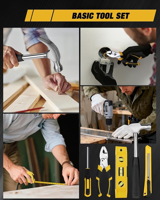 139-Piece Tool Set - Tool Kit with 8V Cordless Drill Driver in ToolBox Storage Case, General Household Drill Set for Home Repairs, Handyman, DIY Projects