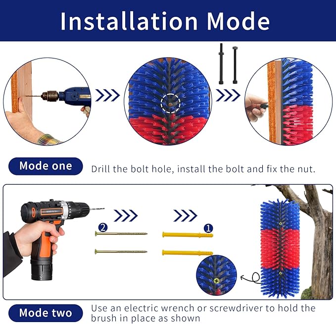 livestock scratching brush cow scratcher Brush horse brushes Full Massage Grooming Brush with 4 Screws for Goat,Cattle,Cow,Sheep, Horses,Pigs and Other Livestock Animal Back Scratching