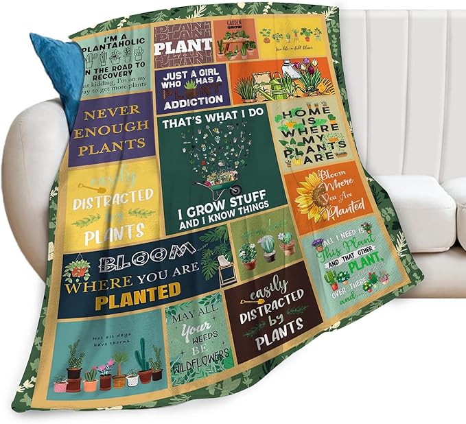 Gardening Lover Gifts Throw Blanket for Women Plant Gardeners Blanket Garden Blankets Plush Cozy Flannel Fleece Fuzzy Party Blanket 80"X60"
