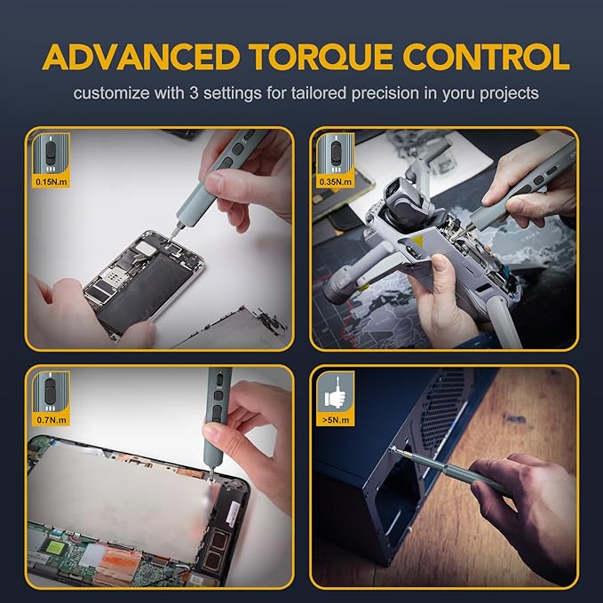 VIGRUE Electric Screwdriver, 155 IN 1 Mini Precision Screwdriver Set, 3 Torque Settings with 140 Magnetic Precision Bits, Power 650mAh Cordless Screwdriver Kit for Laptop Camera Watch Drones Repair