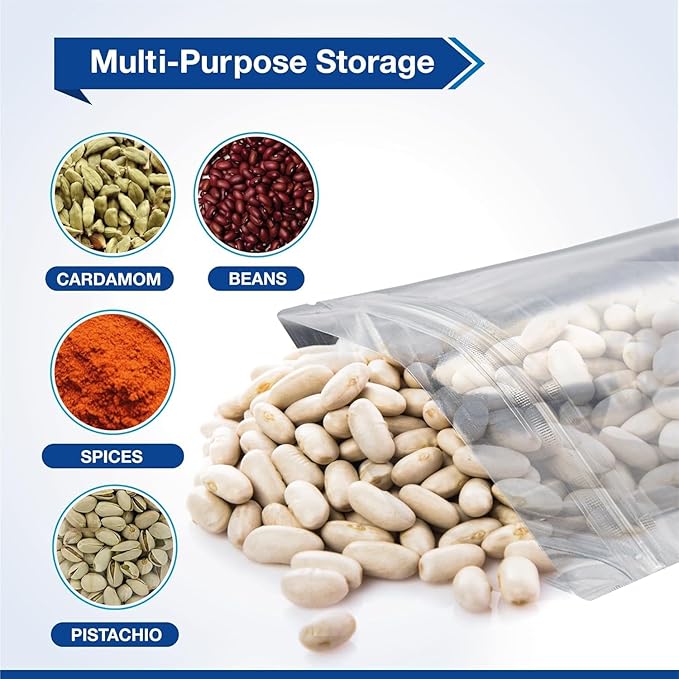 BELLE KR® 6x9 Mylar Bags Stand Up - Pack Of 300-7.5mil Thick - Clear Mylar Bags with See Through Window for Freeze Dryer