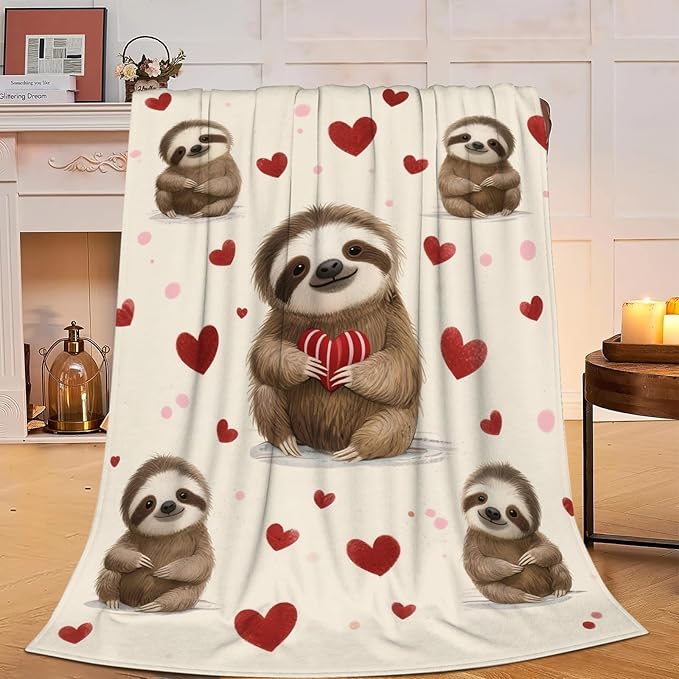 Sloth Blanket, Soft Plush Fleece Animal Throw Blanket - Cozy Warm Stuffed Blankets Bedding Sloth Gifts for Women Girls Kids Adults 40"X50"