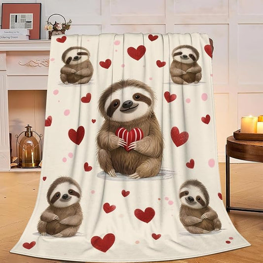 Sloth Blanket, Soft Plush Fleece Animal Throw Blanket - Cozy Warm Stuffed Blankets Bedding Sloth Gifts for Women Girls Kids Adults 60"X80"