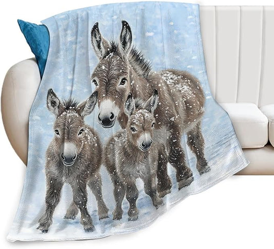 Tijuboni Donkey Throw Blanket Donkey Gifts for Girls Boys Women Men Kids Adults Soft Flannel Fleece Blanket for Couch Sofa Bed Home Decor 60"x80"