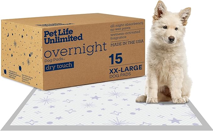 Pet Life Unlimited Overnight Extra Extra Large Puppy Pads – 30" x 36", 15 Count (XXL) | Stylish Dog Training Pads with Odor Controlling Wetness-Activated Jasmine Honey Scent | USA Made