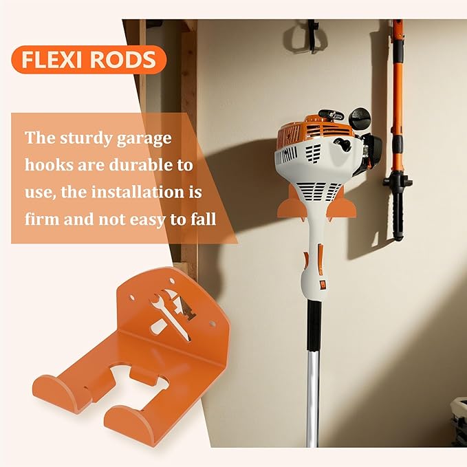 Garage Organization Storage Trimmer Rack Garden Power Tool Hanger for Grass Trimmer, Hedge Trimmer, Heavy Duty Weed Wacker Hook Tool Organizer, 2 Pack