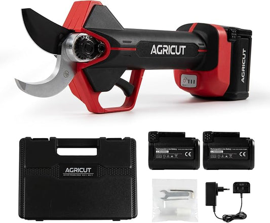 AGRICUT Electric Pruning Shears, 1.2 Inch Max Cutting Capacity Hand Pruners, 14.4V Cordless Branch Cutter with 2 * 2.5Ah Batteries, Pruning Shears for Gardening