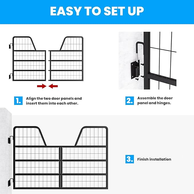 48" W×32" H Stall Guards for Horses, Horse Stall Gates, Heavy Duty Steel Yoke Design Fits Standard Barn Doorways