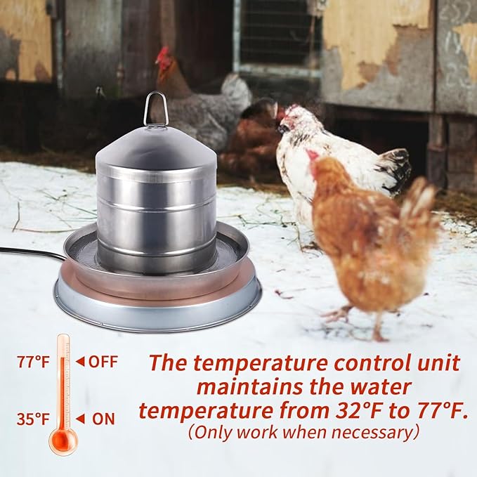 2Pack Chicken Water Heater for Winter，110Watt Heated Poultry Waterer Base,with Thermostat and 9.8ft Power Cord, Dia.11in