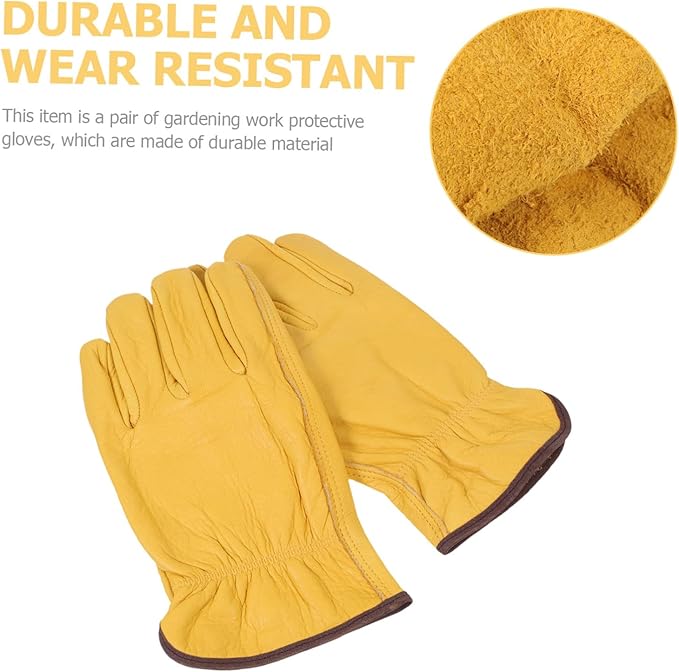 GANAZONO Puncture Resistant Cowhide Garden Gloves for Men Women Work Gloves for Pruning Farm Outdoor Use Non-slip