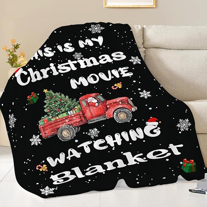 Dynova Christmas Truck Blanket Cozy Plush Snowflakes Throw Blankets Fuzzy Flannel Fleece Christmas Decor Gifts for Girls Boys Women Men 60"X50"
