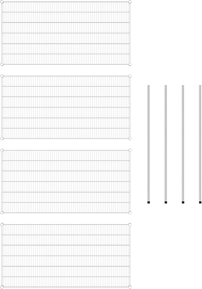 Commercial NSF Listed Chrome Stationary Wire Shelving Kit 30" x 60" x 54", with 4 Shelves Perfect for Warehouse, Walk-in Refrigerator, Freezer, Grocery Store, Restaurant, Dishroom