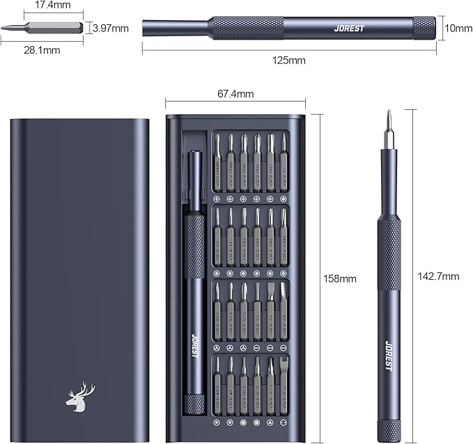 JOREST 25-IN-1 Precision Screwdriver Set, Mini Repair Tool Kit with Torx for Macbook, Computer, Laptop, iPhone, PS5, Xbox, Switch, Glasses, Watch, Ring Doorbell, Electronic, Small Gift Gadget for Men