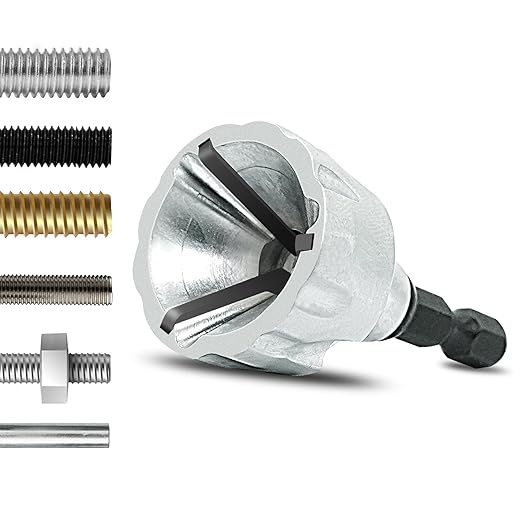 Deburring External Chamfer Tool with YG8 Carbide Blade, Deburring Drill Bit Set, Remove Burr Tools with Quick Release Shank, Repair Tools for Damaged Bolts Fits for 1/8"- 3/4" (3mm-19mm)