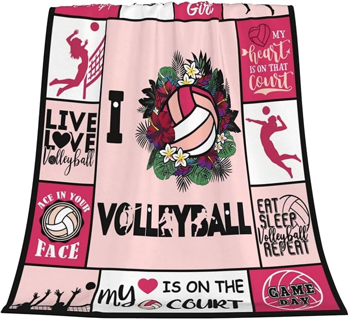 Super Soft Warm Volleyball Fleece Throw Blanket for Teen Girls & Women - Cozy Fluffy Lightweight Flannel Gifts for Kids & Adults - 50"X40"