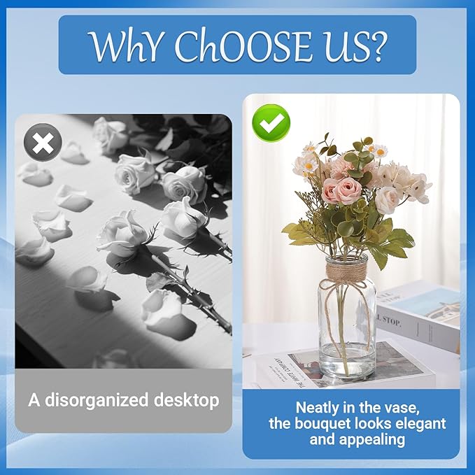 6PCS Transparent Glass Flower Vases for Centerpieces Boho Cylinder Bud Vases in Bulk Mason Jars for Weddings, Parties & Vintage Home Decor(Transparent 6)