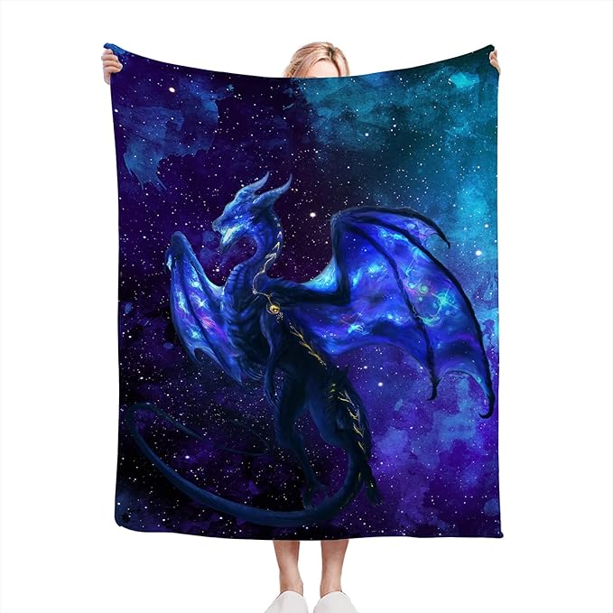 Tijuboni Dragon Blanket for Boys Men Dragon Space Throw Blanket for Kids Adults Ultra Soft Cozy Fleece Blanket for Couch Sofa Bed 50"x60"