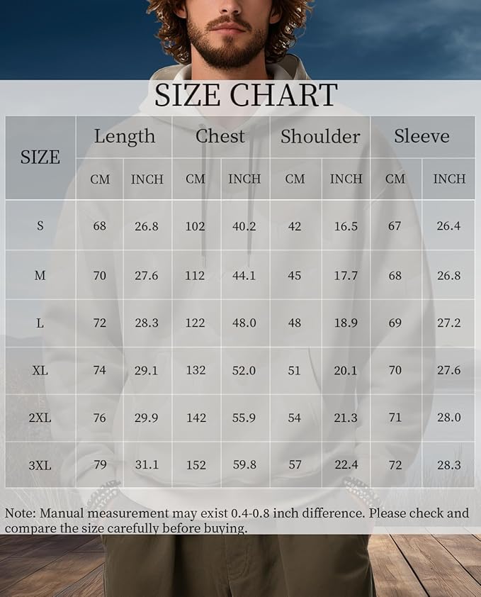 Mens Hooded Sweatshirt Vintage American Element Long Sleeve Fall Hoodie Classic Drawstring Front Pocket Pullover