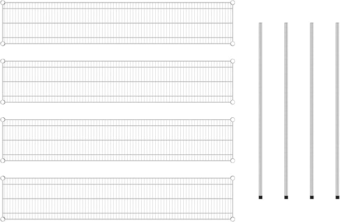 Commercial NSF Listed Chrome Stationary Wire Shelving Kit 14" x 72" x 54", with 4 Shelves Perfect for Warehouse, Walk-in Refrigerator, Freezer, Grocery Store, Restaurant, Dishroom