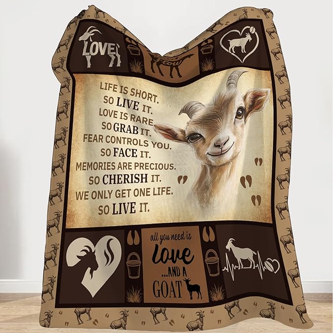 Goat Blanket, Goats Throw Blanket, Sheep Gifts Blankets Stuff Fleece Flannel Plush for Girls Women Men Boys Lovers Adults Soft Bedding Gift for Sofa Bed Office Home Decor 60"x50"