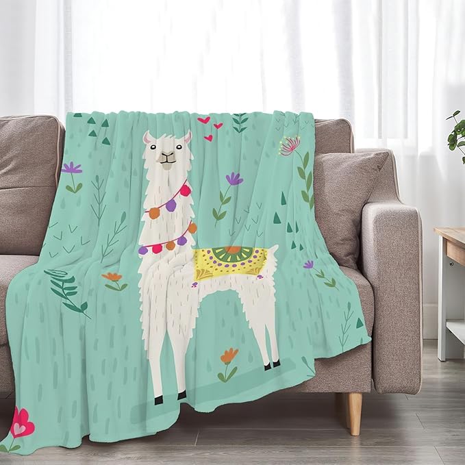 Llama Blanket Super Cozy Soft Alpaca Animal Blanket Warm Plush Fluffy Llama Alpaca Stuff Gifts for Women Girls Fleece Flannel Gift Blankets for Kids Adults 60"X50"