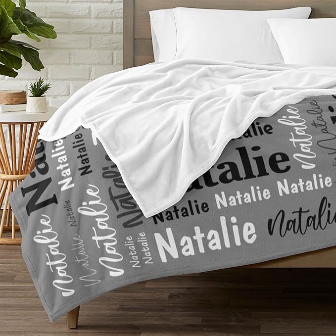 Custom Blanket with Name Personalized Blankets for Kids Adult Boys Girls Flannel Monogrammed Customized Blankets Throw (60''x80'')